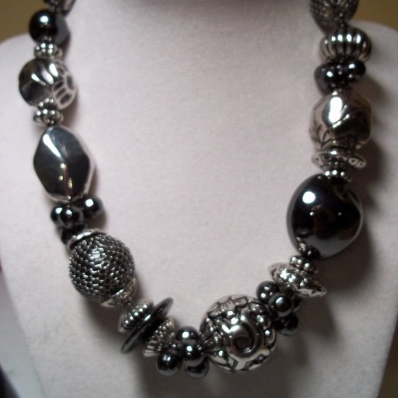Premier Designs Jewelry - Silver and Black Chunky Necklace ECLECTIC NWT